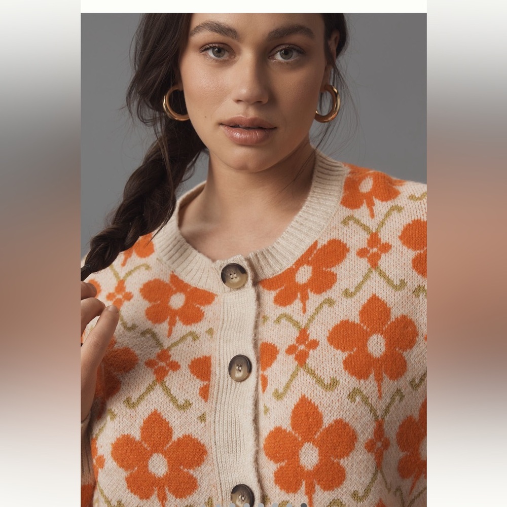 NWT Anthropologie Maeve Intarsia Floral Cardigan Small - Picture 9 of 11